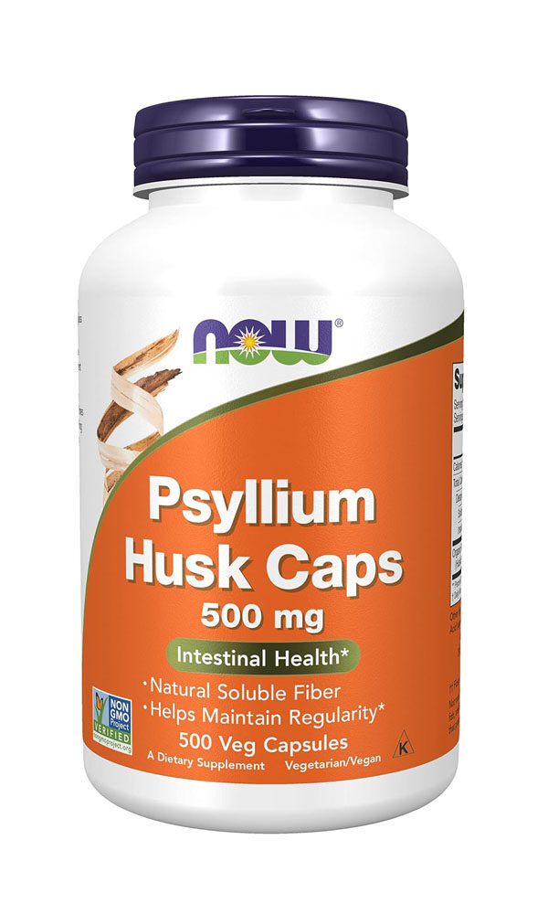 NOW Supplements, Psyllium Husk Caps 500 mg, Natural Soluble Fiber, Intestinal Health