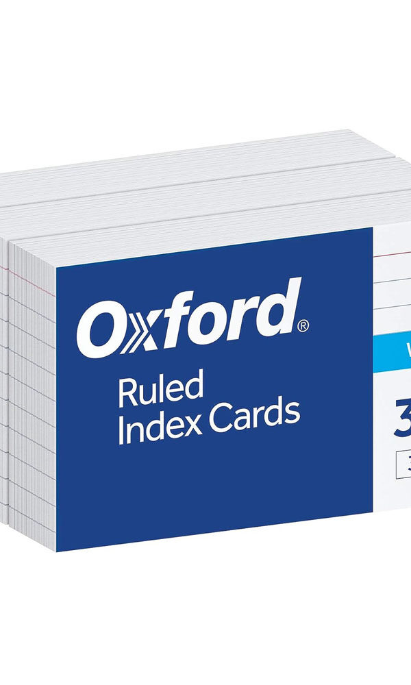 Oxford Ruled Index Cards, 3" x 5", White, Lined Index Flashcards